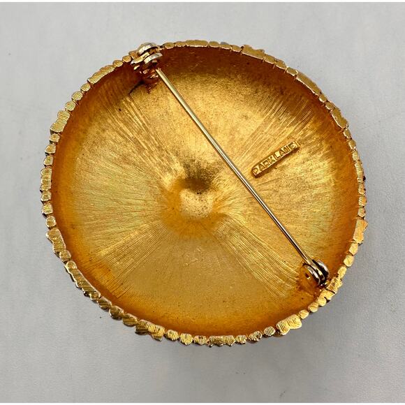 Vintage Park Lane Silvertone & Goldtone Round Dome Brooch Pin - Picture 3 of 5